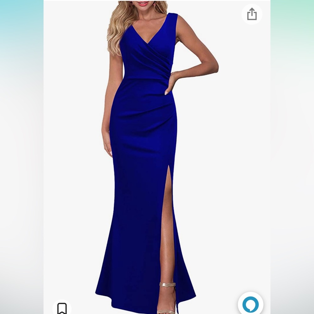 WOOSEA Women Sleeveless V Neck Split Evening Cocktail Long Dress NWT large